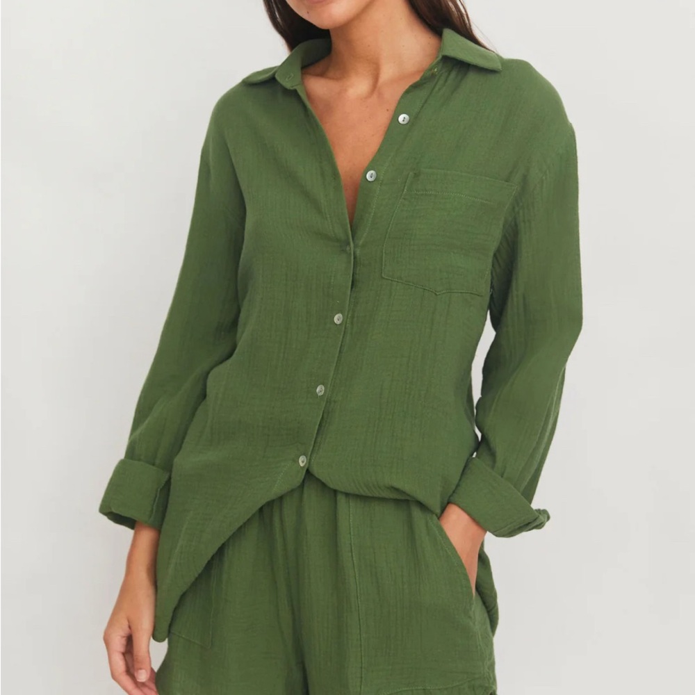 NWT CITRINE Hampton Shirt Dress in Forest Green Cover‎ Up $128